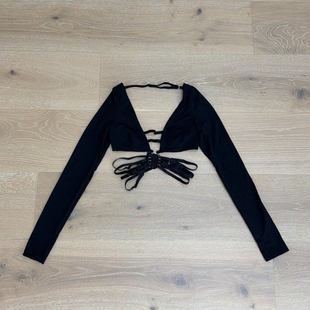 Outcast Long Sleeve Strappt Top Size M Black